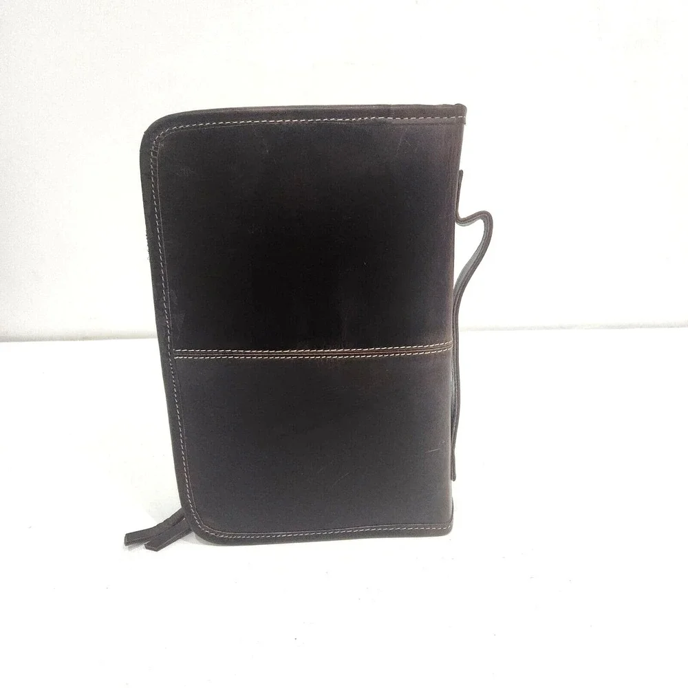 Leather Bible Cover w/ Handle & Pocket – Small Book or Planner Holder‎ Case